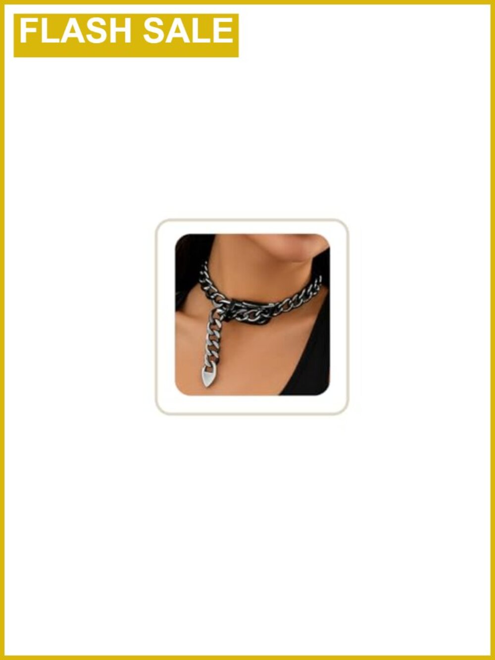 Chunky Cuban Link Belt Buckle Pendant Necklace Alloy Punk Statement Choker